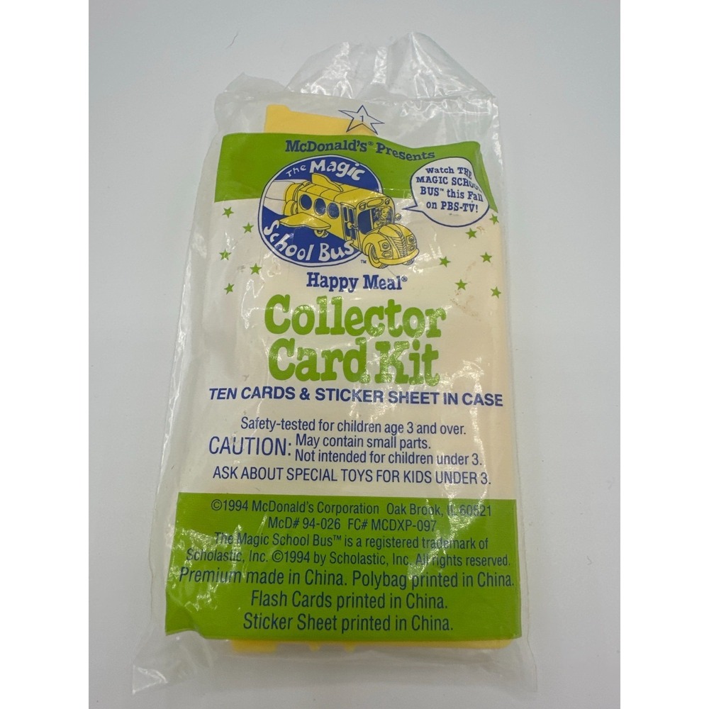 1994 McDonald's Magic School Bus Collector Card Kit Sealed‎ Happy Meal Toy #1